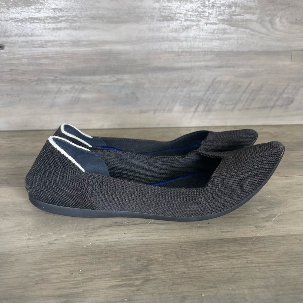 Rothys Womens 7 Black Knit The Point Ballet Flats Slip On Shoes Classic Office